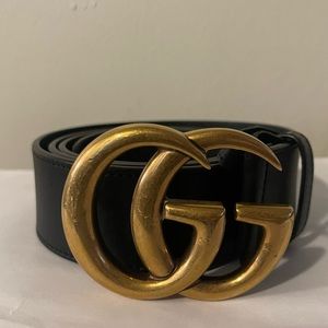 GUCCI LEATHER BELT WITH DOUBLE G BUCKLE